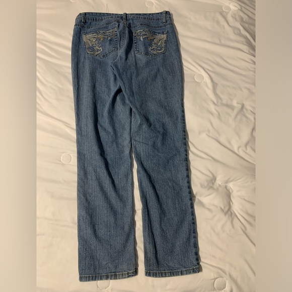 ROZ & ALI WOMEN'S JEANS BLUE SIZE 8 AVERAGE DENIM CASUAL PANTS STRETCH STRAIGHT - Picture 2 of 13